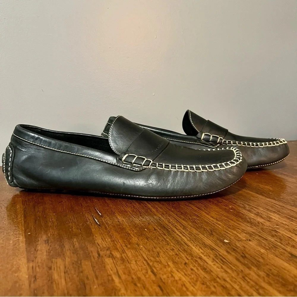Cole Haan Men's Sz 11 D Black Leather Penny Driver Driving Style Loafer
